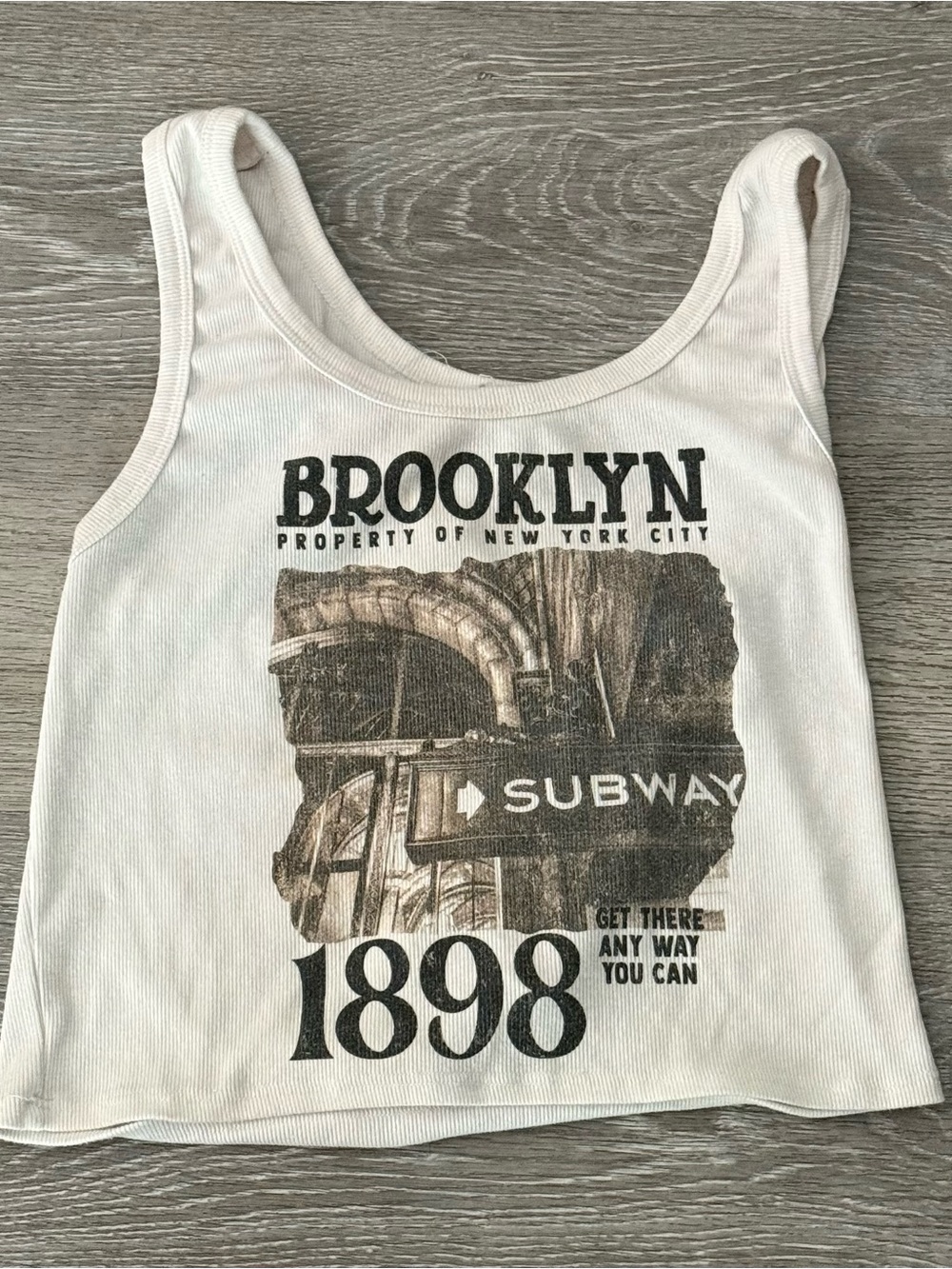 Full Tilt White Brooklyn Subway Graphic Tank Top